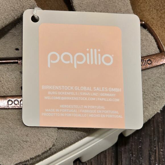 Papillio Birkenstock Arizona Pap Taupe Platform Chunky Slides Sz 38 US 7 Narrow - Picture 8 of 10